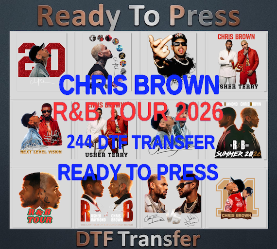 Chris Brown R&B DTF Heat Transfer Bundle, Music Shirt Designs (Ready to Press)