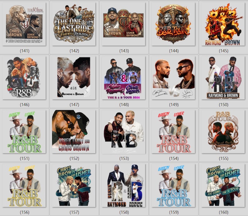 Chris Brown R&B DTF Heat Transfer Bundle, Music Shirt Designs (Ready to Press) image 9