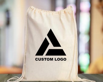 Custom Logo Drawstring Tote Bag, Personalized Gift