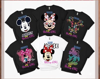 Custom Disney Birthday Girl and Boy Dtf Transfers,Mickey Minnie Ready to Press,Personalized  Disney Dtf,Disney Birthday Family Vacation Dtf