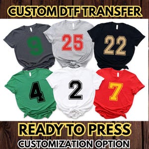 Custom Football Jersey Numbers, Colorful DTF Transfers Ready to Press