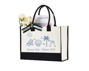 Personalized Sisters Trip Tote Bag: Custom Beach Vacation