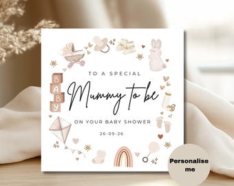 Tarjeta personalizada para baby shower, tarjeta para futura mamá, regalo para mamá primeriza, regalo para baby shower, tarjeta neutra para baby shower, regalo para futura mamá