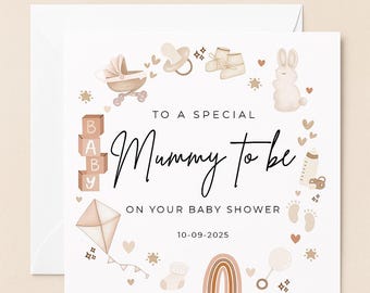 Personalised Baby Shower Card, Mummy To Be Baby Shower Card, New Mum Gift, Baby Shower Gift, Netural Baby Shower Card, Mum To Be Gift