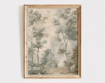 Vintage Forest Landscape Print, French Cottagecore Wall Art (Digital Download)