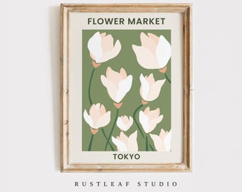 Tokyo Flower Market Print, Modern Floral Wall Art (Digital Download)