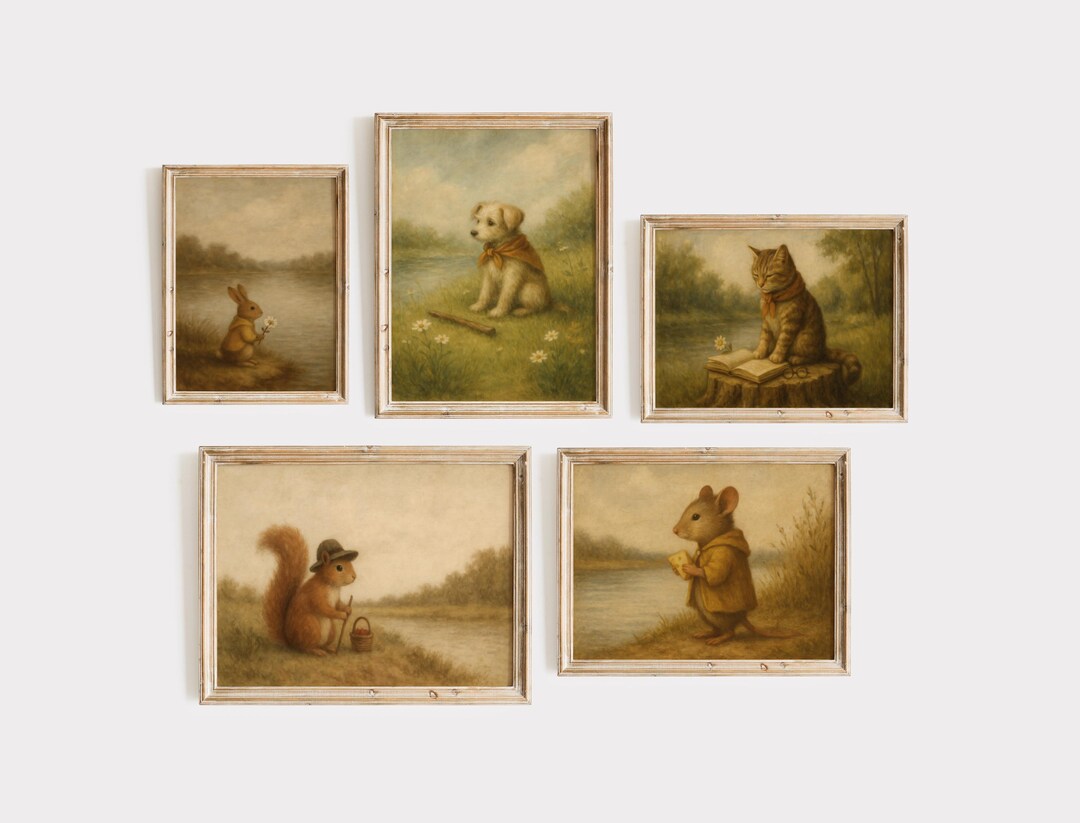 Vintage Woodland Animal Nursery Art Prints: Storybook Theme (digital ...