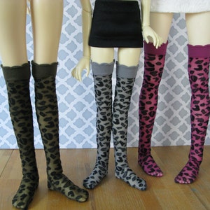 Leopard print knee socks for MSD and SD 13 ball-jointed dolls