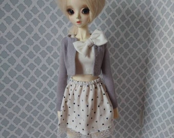 OOAK SD13 white lavender heart bow outfit for ball-jointed dolls