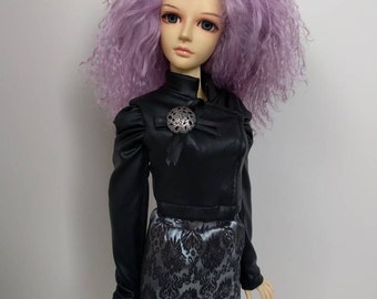 OOAK silver and black dress and jacket outfit for SD ball-jointed dolls