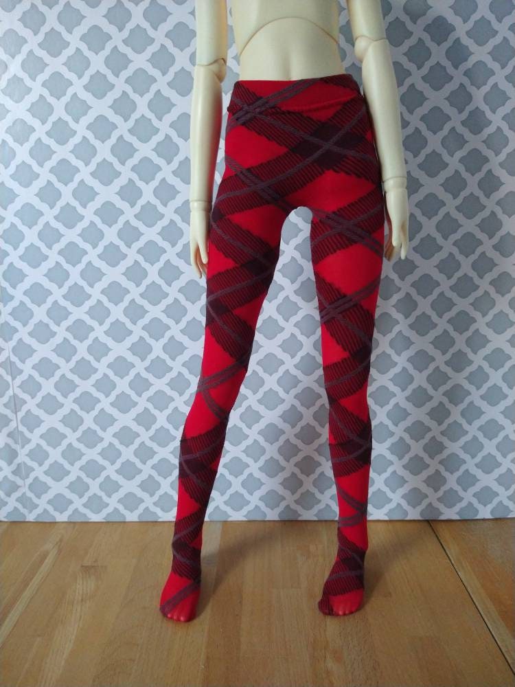 Red Plaid and Solid Tights for SD 13 Ball-jointed Dolls 