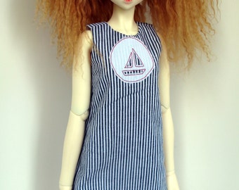 SD13 Blue and white striped cotton dress for SD 13 ball-jointed dolls