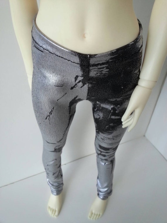 Metallic Silver and Black BJD Footless Tights Leggings for SD 13