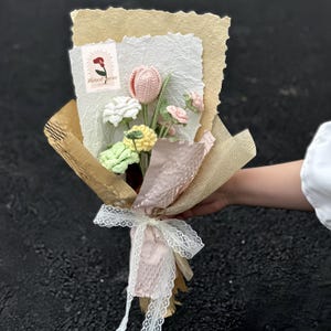 Crochet Flower Bouquet: Handmade Knitted Pastel Blooms