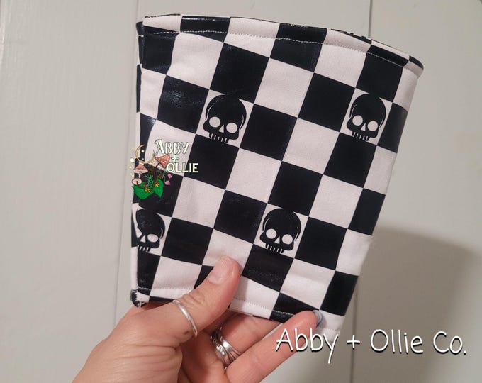Reusable Ice Cup Sleeves - Black and White Checker with skulls - Eco Friendly