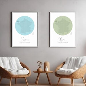 Aangepaste afdrukbare kaart van Frankrijk, kaart van Frankrijk aan de muur, gepersonaliseerd reiscadeau (tekstkleur locatie), afdrukbare landkaart, kaartposter Frankrijk, kaartposter Frankrijk
