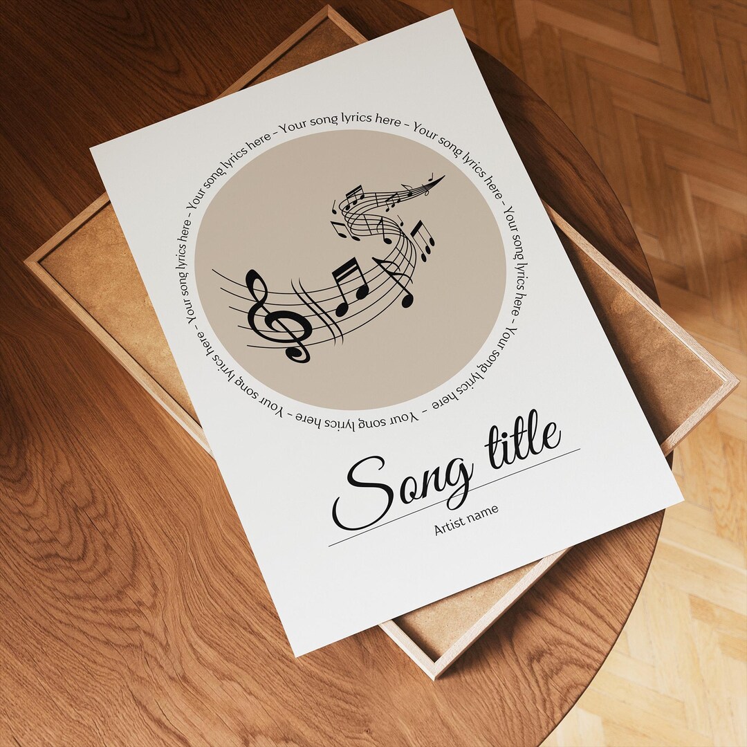 Custom Music Notes & Lyrics Printable | Personalized Song Poster | Gift ...