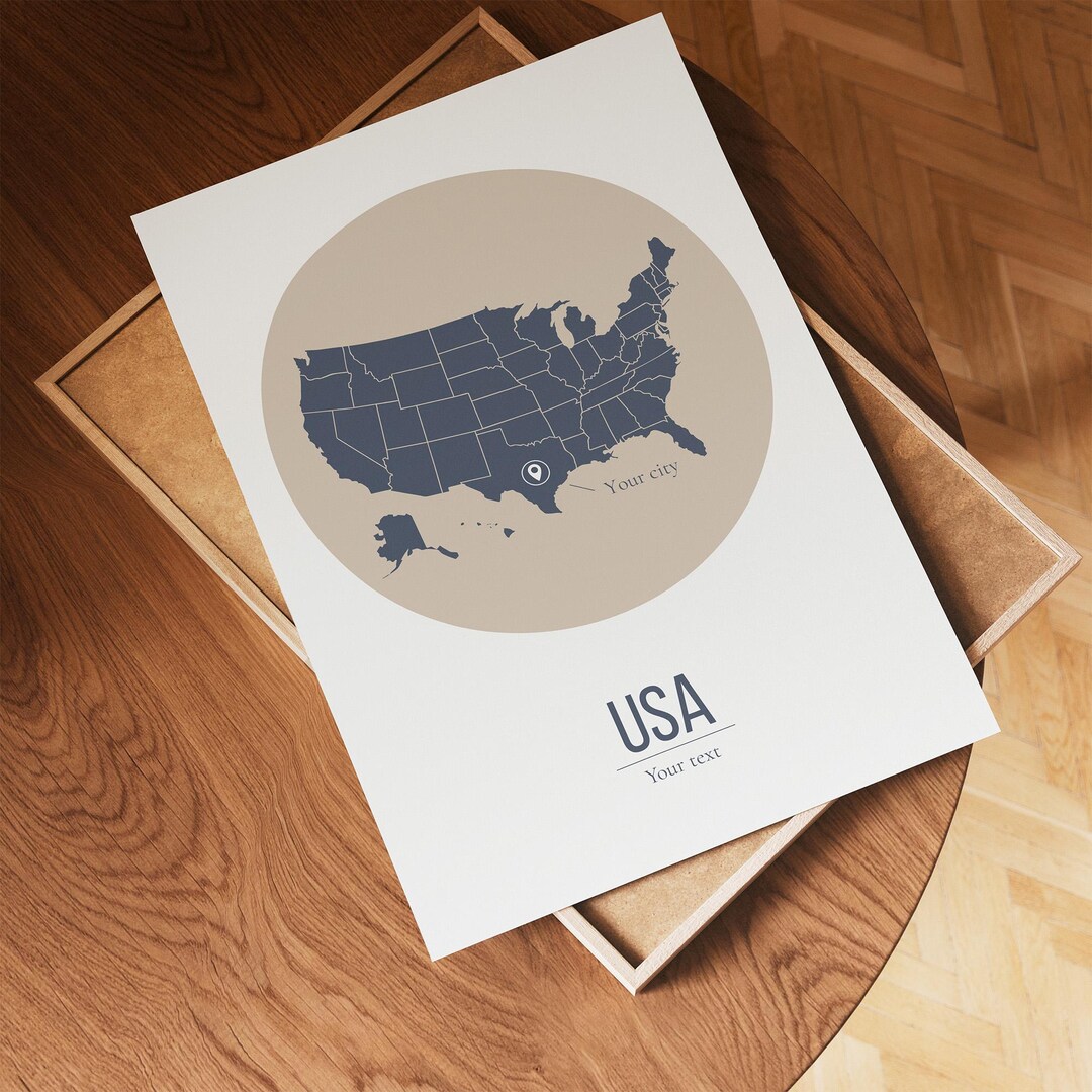 Custom USA Map Printable | USA Map Wall Art | Personalized Gift ...