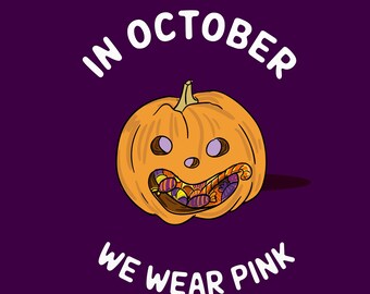 Pink Halloween Pumpkin Clipart: Breast Cancer Awareness (PNG & JPG)