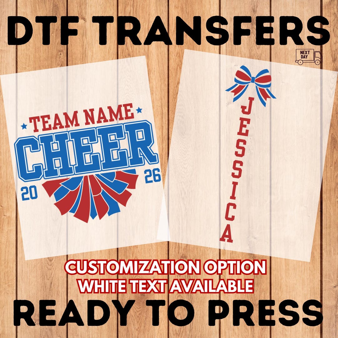 Custom Cheer Team Name DTF Transfers :personalized Cheerleader Tee ...
