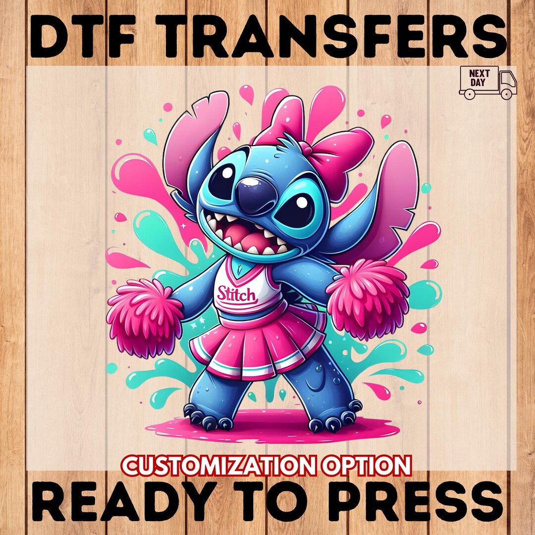 Stitch Girl Cheer Angel DTF Transfers :stitch Mascot Shirt Print Heat ...