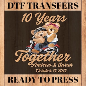 DTF transfers,Ready to Press DTF,DTF print,Teddy bear dtf,Anniversary wedding dtf,Custom anniversary dtf,marriage anniversary, Couple shirt