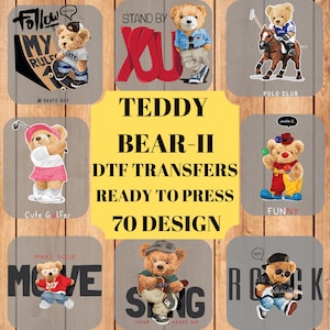 DTF transfers,Ready to Press DTF,DTF print,Teddy bear dtf,Colorful urban design,Streetwear dtf sublimation,Graffiti dtf for t-shirt,Hip-Hop