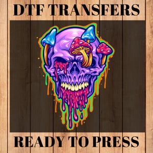 Vibrant Melting Skull DTF Clipart | Digital Skull Artwork | Colorful Skeleton Sublimation | Transparent Printable DTF | Skull Design Tee DTF
