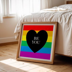 Pride print | Be You | 2 PRINTABLES | Inclusive pride flag | Pride home decor | LGBTQ gift | Pride printable wall art | Digital download