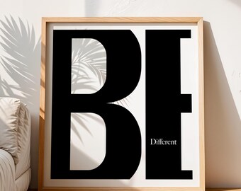 BE Different print | 6 COLORS INCLUDED | Inspirational wall decor | Motivational classroom poster | Coco Chanel quote | Digital download
