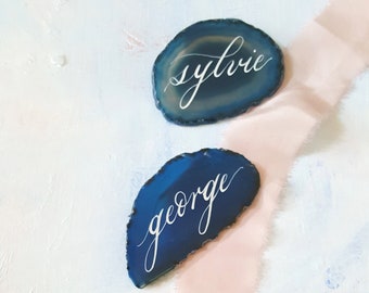 Custom Calligraphy Agate Placecards