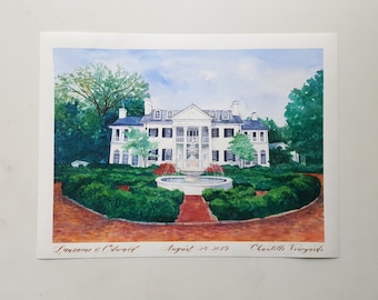 Custom Wedding Venue Illustration, Custom House Portrait, Hand-painted, Watercolor, Illustration.