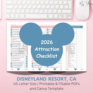 2026 Disneyland Resort Attraction Checklist | Ride, Entertainment, Character List | Disney California Adventure