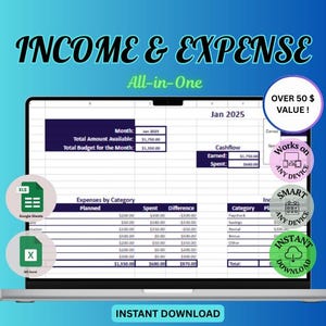 Expense Tracker Spreadsheet, Personal Financial Planner, Excel Spreadsheet Monthly Expense Tracker Google Sheets Template Finance