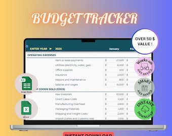 Hoja de cálculo de presupuesto anual / Planificador de presupuesto mensual / Rastreador de gastos de Google Sheets / Plantilla de finanzas personales