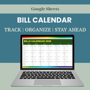 Bill Tracker Spreadsheet, Google Sheets Bill Calendar, Monthly Bill Planner, Bill Payment Dashboard, Personal Finance, Financial Planner