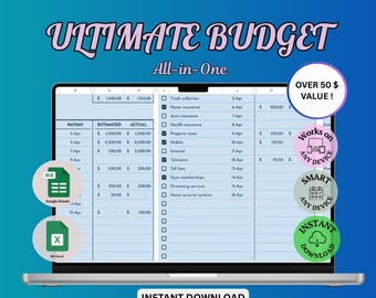 Annual Budget Dashboard: Google Sheets, Debt & Savings Tracker (Digital Download)