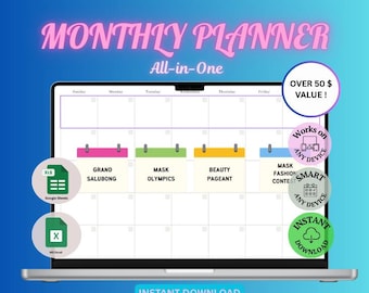 Financial Planner, Expense Tracker, Personal Finance, Monthly Budget Spreadsheet, Google Sheets Monthly Budget Planner, Spreadsheet