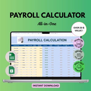 Spreadsheet template, Excel Templates, Payroll Tracker, Payroll Management Calculator