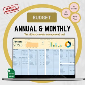 Monthly & Annual Budget Planner for Google Sheets | Bill Tracker | Income Expenses Tracker | Subscriptions Tracker