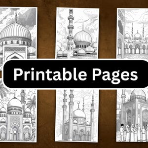 60 Mosque Coloring Pages for All Ages Printable Islamic Art Sheets, Muslim Activity Book, DIY Crafts, Religious Ramadan Decor