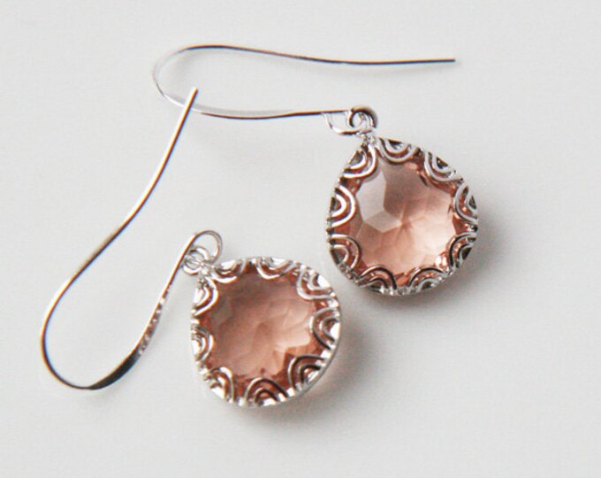 Silver Earrings Silver Framed Champagne Glass Earrings Simple