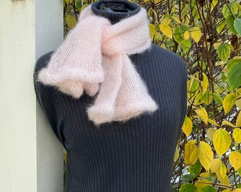 Blush pink mohair and silk scarf cowl neck neck warmer ethically sourced fiber