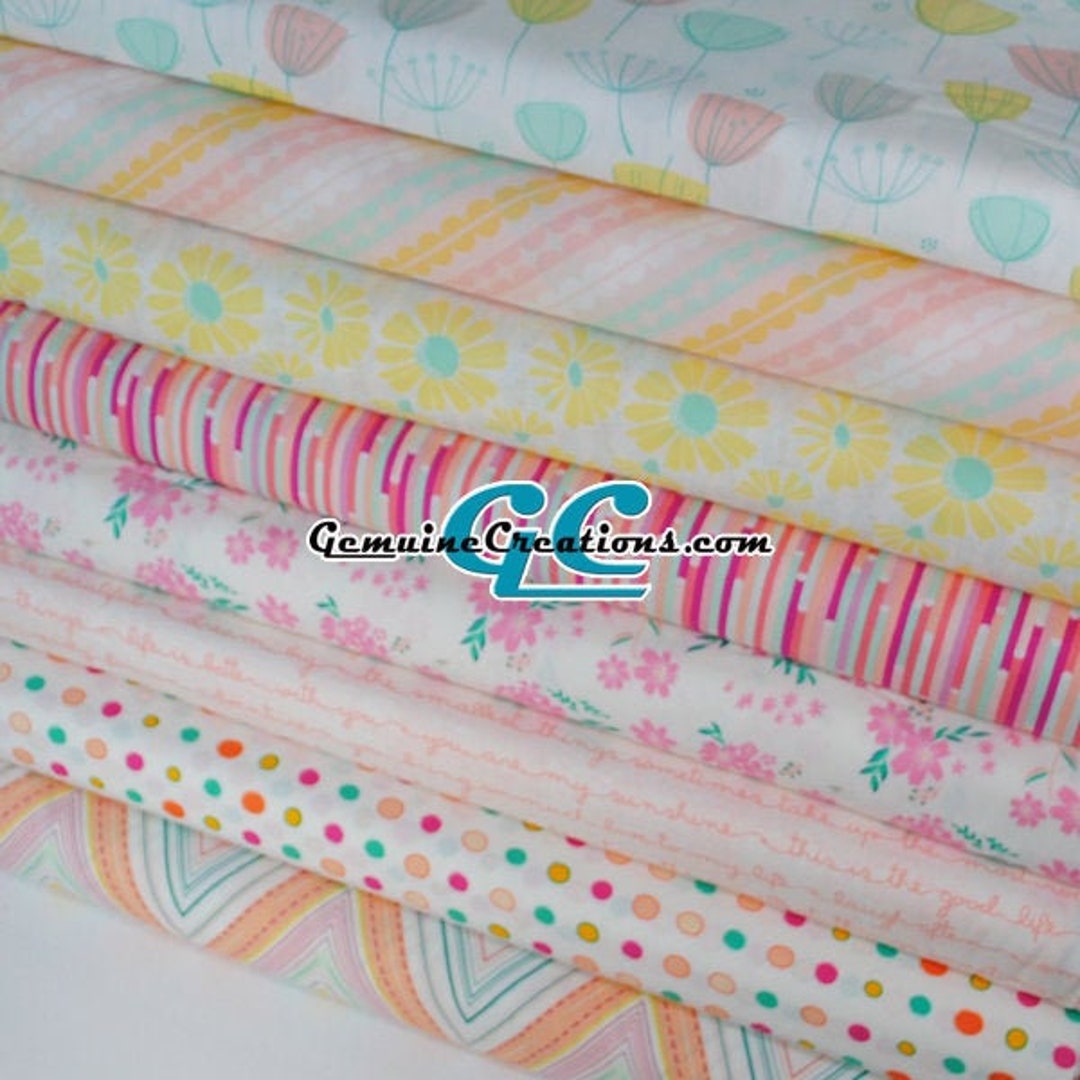 Floral Geometric Cotton Fabric, Art Gallery Fabric, Pastel Cotton