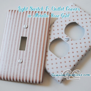 Rose Gold Light Switch and Outlet Covers, Rose Gold Decor, Pink Gold Bedroom, Rose Gold Faceplates