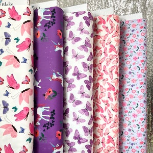 Pink Cotton Fabrics by Riley Blake, Fabric by the Yard or Fat Quarter, Coral Pink Fabric, Butterfly Quilting Fabric, Floral Cotton Fabric