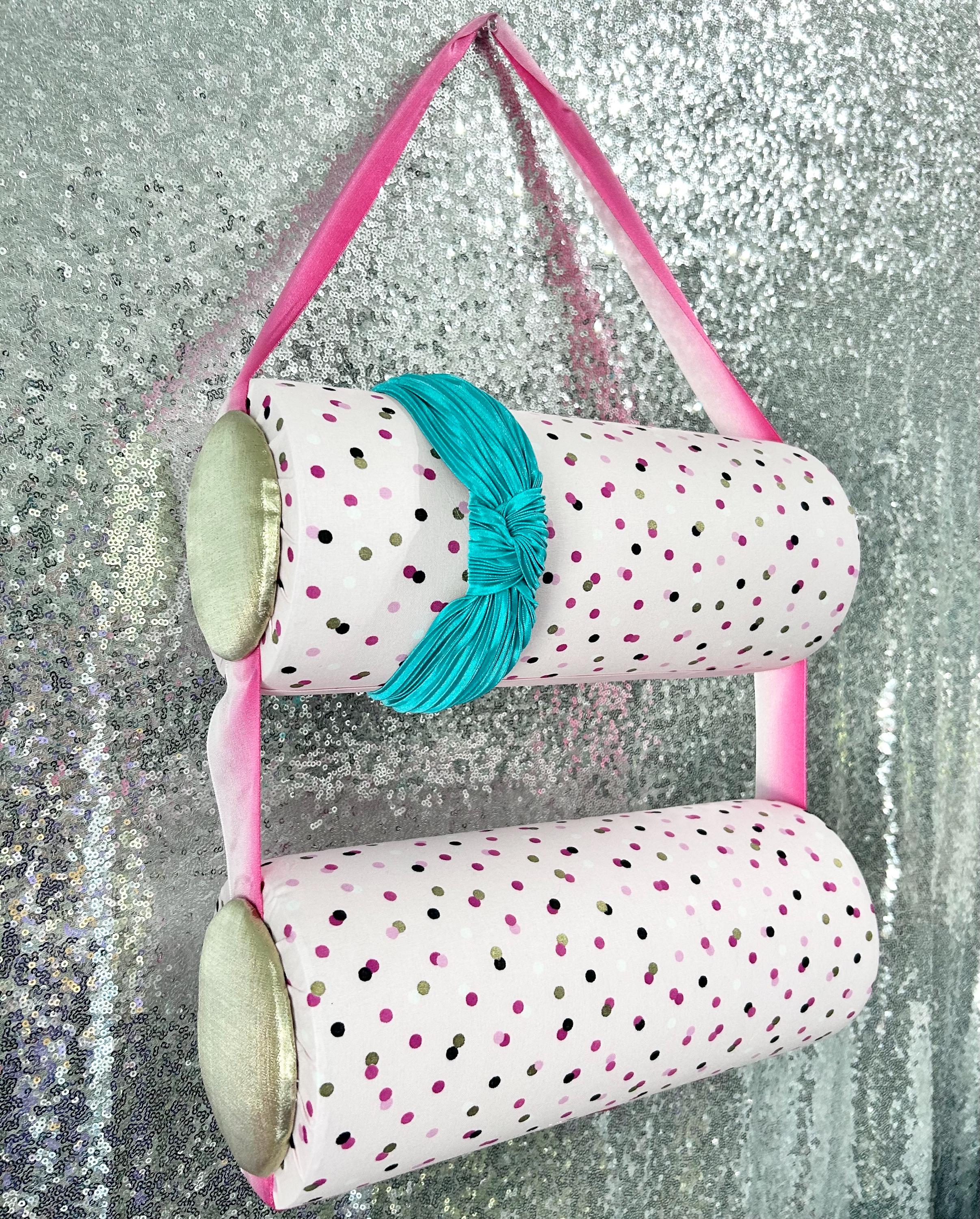 Custom Polka Dot Fabric Headband Holder | Hanging or 