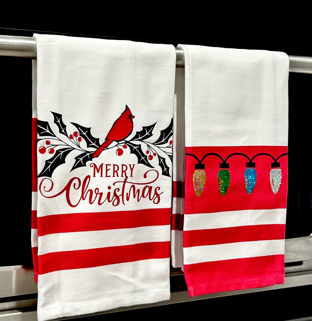 Christmas Kitchen Towels Fun Xmas Tea Towels Cute Kitchen Etsy