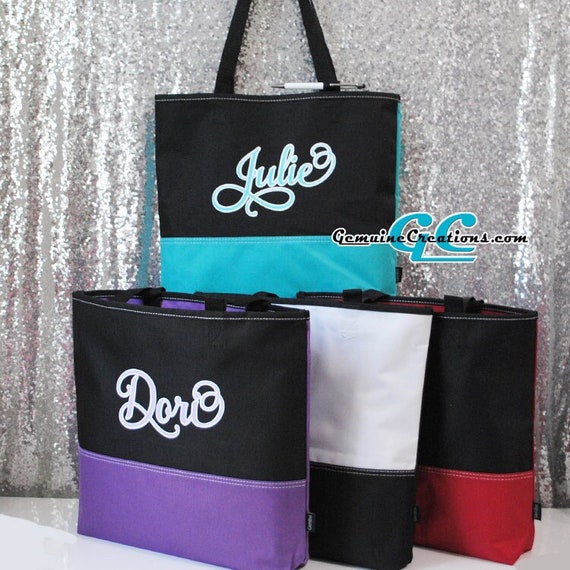 Personalized Tote Bag 2 Tone Color Name Initial Monogram - Etsy