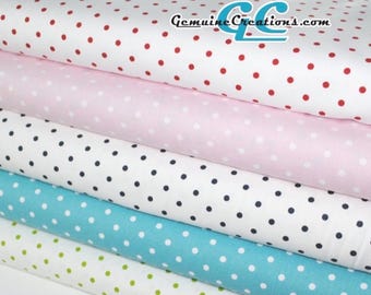 Mini Polka Dot Cotton Twill Fabric: Premier Prints, Red, Turquoise, Pink